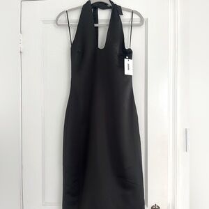 Jason Wu Black Silk Sleeveless Halter Midi Dress